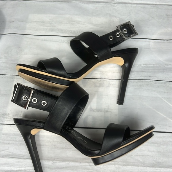 Calvin Klein Black Leather Heeled Sandals Size 8M - Picture 7 of 12